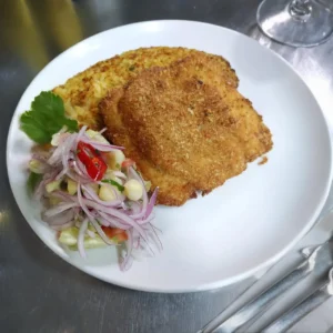 Tacu tacu con pescado frito(filete)